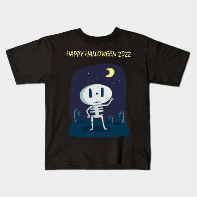 Happy Skeleton - Happy Halloween 2022 Kids T-Shirt by SPAZE